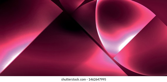 Neon glowing techno lines, hi-tech futuristic abstract background. Template with abstract shapes in dark space, vector illustration