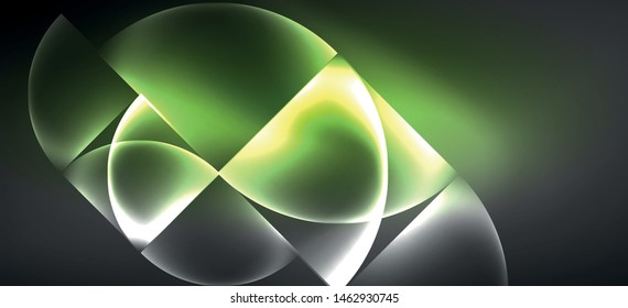 Líneas tecno brillantes, fondo abstracto futurista de alta tecnología. Plantilla con formas abstractas en el espacio oscuro, ilustración vectorial