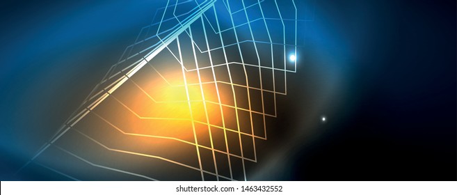 Neon glowing techno lines, hi-tech futuristic abstract background template