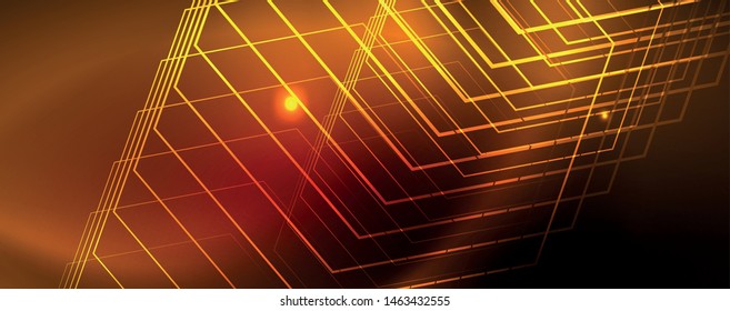 Neonleuchtende Techno-Linien, futuristisch-abstrakte High-Tech-Hintergrundvorlage