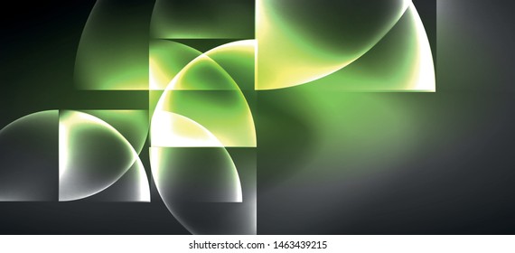 Neon glowing techno lines, hi-tech futuristic abstract background. Template with abstract shapes in dark space, vector illustration