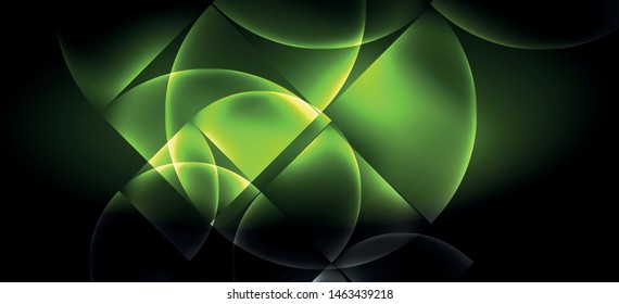 Neon leuchtende Techno-Linien, High-Tech-futuristischer abstrakter Hintergrund. Vorlage mit abstrakten Formen im dunklen Raum, Vektorgrafik