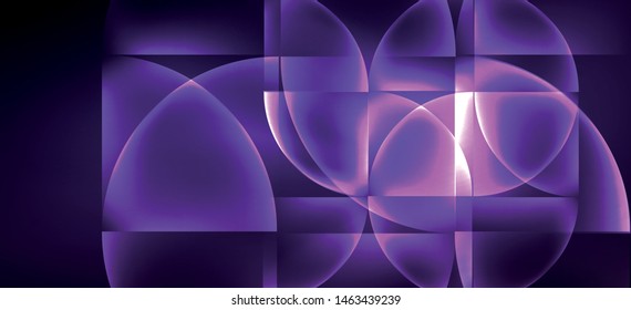 Neon glowing techno lines, hi-tech futuristic abstract background. Template with abstract shapes in dark space, vector illustration