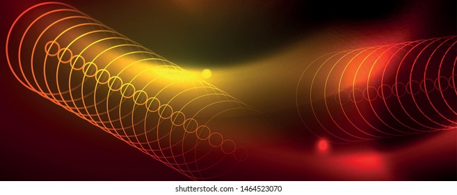 Neon glowing techno lines, hi-tech futuristic abstract background template