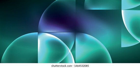 Neon glowing techno lines, hi-tech futuristic abstract background. Template with abstract shapes in dark space, vector illustration