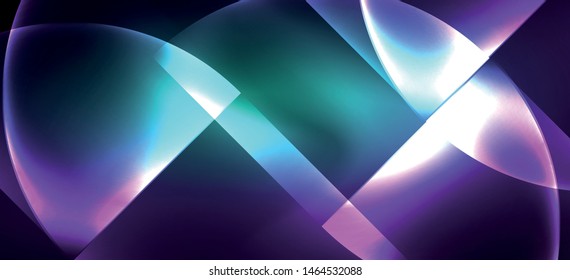 Neon glowing techno lines, hi-tech futuristic abstract background. Template with abstract shapes in dark space, vector illustration