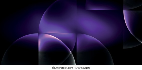 Líneas tecno brillantes, fondo abstracto futurista de alta tecnología. Plantilla con formas abstractas en el espacio oscuro, ilustración vectorial