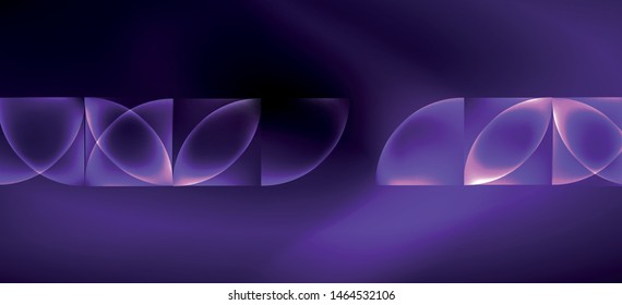 Neon glowing techno lines, hi-tech futuristic abstract background. Template with abstract shapes in dark space, vector illustration