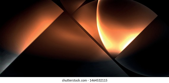 Neon glowing techno lines, hi-tech futuristic abstract background. Template with abstract shapes in dark space, vector illustration