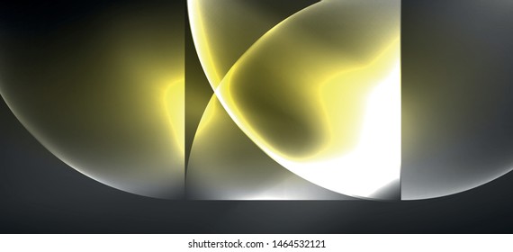 Líneas tecno brillantes, fondo abstracto futurista de alta tecnología. Plantilla con formas abstractas en el espacio oscuro, ilustración vectorial