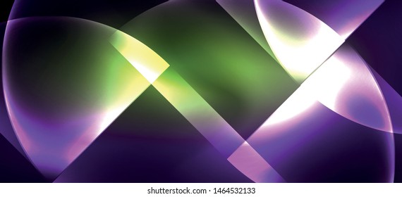 Líneas tecno brillantes, fondo abstracto futurista de alta tecnología. Plantilla con formas abstractas en el espacio oscuro, ilustración vectorial
