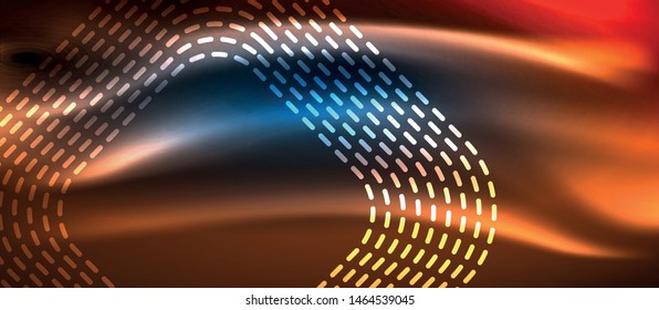 Líneas tecno brillantes de neón, plantilla de fondo abstracto de alta tecnología futurista con formas cuadradas, diseño vectorial