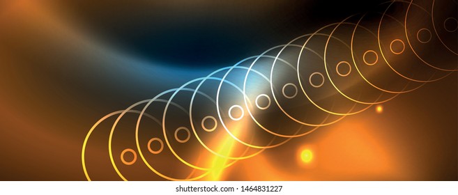Líneas tecno brillantes neón, plantilla de fondo abstracto de alta tecnología futurista