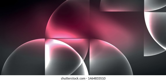 Líneas tecno brillantes, fondo abstracto futurista de alta tecnología. Plantilla con formas abstractas en el espacio oscuro, ilustración vectorial