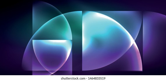 Neon leuchtende Techno-Linien, High-Tech-futuristischer abstrakter Hintergrund. Vorlage mit abstrakten Formen im dunklen Raum, Vektorgrafik