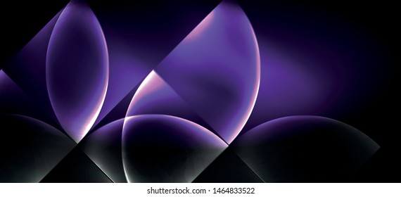 Neon glowing techno lines, hi-tech futuristic abstract background. Template with abstract shapes in dark space, vector illustration