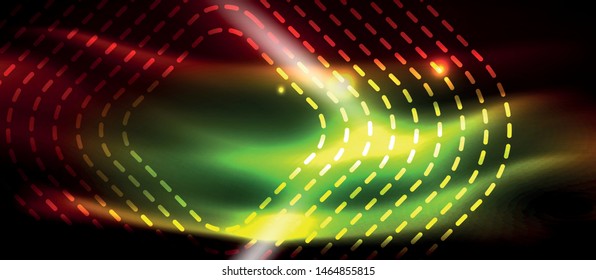 Neon glowing techno lines, hi-tech futuristic abstract background template with square shapes, vector design