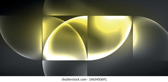Líneas tecno brillantes, fondo abstracto futurista de alta tecnología. Plantilla con formas abstractas en el espacio oscuro, ilustración vectorial