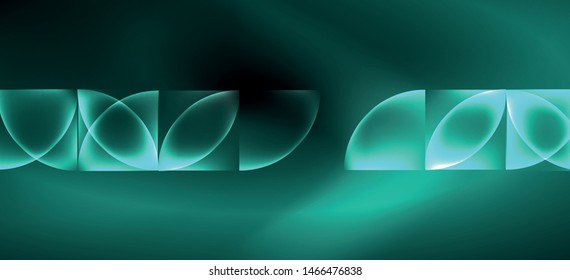 Neon glowing techno lines, hi-tech futuristic abstract background. Template with abstract shapes in dark space, vector illustration