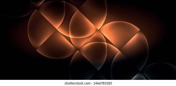 Líneas tecno brillantes, fondo abstracto futurista de alta tecnología. Plantilla con formas abstractas en el espacio oscuro, ilustración vectorial
