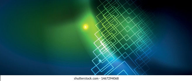 Líneas tecno brillantes neón, plantilla de fondo abstracto de alta tecnología futurista