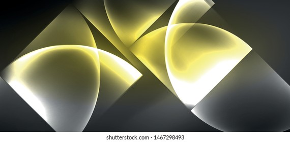 Neon glowing techno lines, hi-tech futuristic abstract background. Template with abstract shapes in dark space, vector illustration