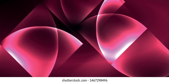 Neon glowing techno lines, hi-tech futuristic abstract background. Template with abstract shapes in dark space, vector illustration