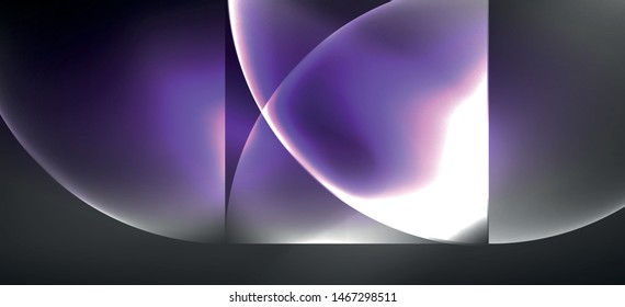 Neon glowing techno lines, hi-tech futuristic abstract background. Template with abstract shapes in dark space, vector illustration