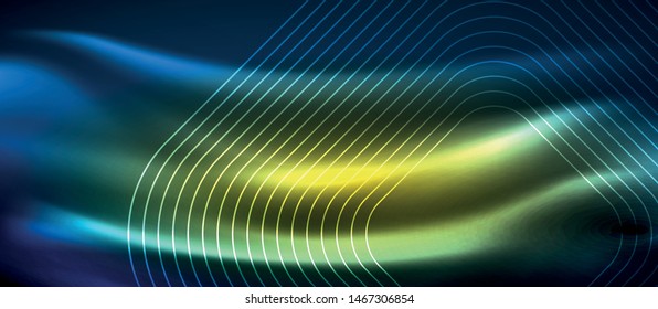 Neonleuchtende Techno-Linien, futuristisch abstrakte High-Tech-Hintergrundvorlage mit quadratischen Formen, Vektordesign
