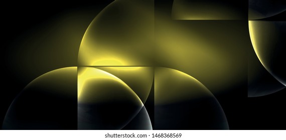 Neon glowing techno lines, hi-tech futuristic abstract background. Template with abstract shapes in dark space, vector illustration