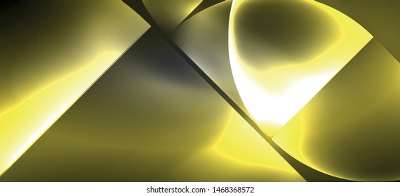 Neon glowing techno lines, hi-tech futuristic abstract background. Template with abstract shapes in dark space, vector illustration