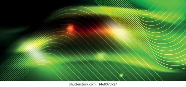 Neon glowing techno lines, hi-tech futuristic abstract background template with square shapes, vector design