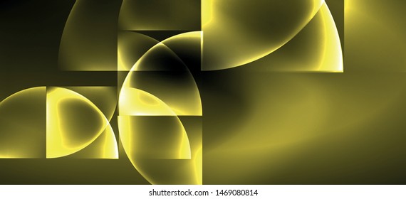 Líneas tecno brillantes, fondo abstracto futurista de alta tecnología. Plantilla con formas abstractas en el espacio oscuro, ilustración vectorial