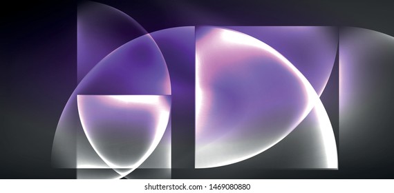 Neon glowing techno lines, hi-tech futuristic abstract background. Template with abstract shapes in dark space, vector illustration