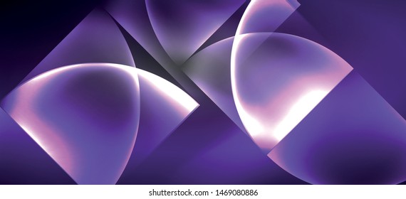 Neon glowing techno lines, hi-tech futuristic abstract background. Template with abstract shapes in dark space, vector illustration