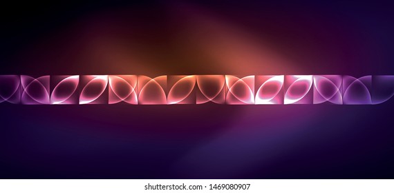 Líneas tecno brillantes, fondo abstracto futurista de alta tecnología. Plantilla con formas abstractas en el espacio oscuro, ilustración vectorial
