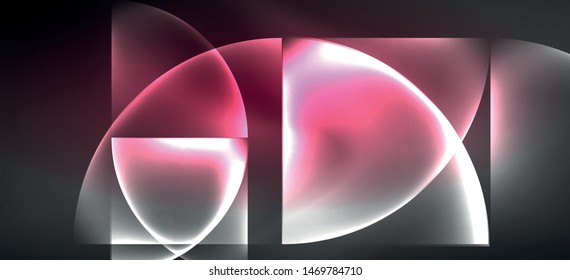 Neon glowing techno lines, hi-tech futuristic abstract background. Template with abstract shapes in dark space, vector illustration