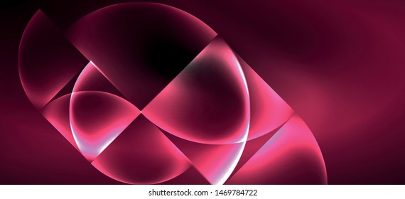 Líneas tecno brillantes, fondo abstracto futurista de alta tecnología. Plantilla con formas abstractas en el espacio oscuro, ilustración vectorial