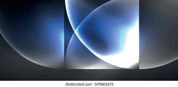 Neon glowing techno lines, hi-tech futuristic abstract background. Template with abstract shapes in dark space, vector illustration