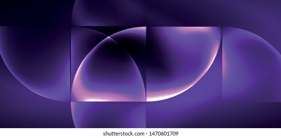 Neon leuchtende Techno-Linien, High-Tech-futuristischer abstrakter Hintergrund. Vorlage mit abstrakten Formen im dunklen Raum, Vektorgrafik
