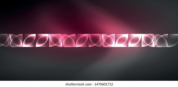 Líneas tecno brillantes, fondo abstracto futurista de alta tecnología. Plantilla con formas abstractas en el espacio oscuro, ilustración vectorial