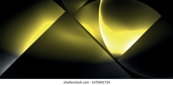 Neon glowing techno lines, hi-tech futuristic abstract background. Template with abstract shapes in dark space, vector illustration