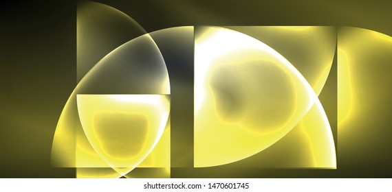 Líneas tecno brillantes, fondo abstracto futurista de alta tecnología. Plantilla con formas abstractas en el espacio oscuro, ilustración vectorial