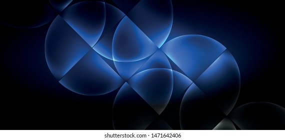 Neon leuchtende Techno-Linien, High-Tech-futuristischer abstrakter Hintergrund. Vorlage mit abstrakten Formen im dunklen Raum, Vektorgrafik