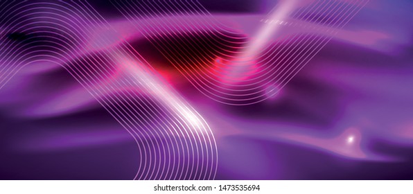 Neonleuchtende Techno-Linien, futuristisch abstrakte High-Tech-Hintergrundvorlage mit quadratischen Formen, Vektordesign