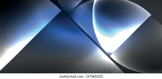 Neon leuchtende Techno-Linien, High-Tech-futuristischer abstrakter Hintergrund. Vorlage mit abstrakten Formen im dunklen Raum, Vektorgrafik
