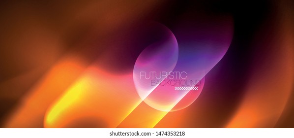 Neon glowing techno lines, hi-tech futuristic abstract background template, vector
