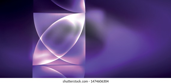 Neon glowing techno lines, hi-tech futuristic abstract background. Template with abstract shapes in dark space, vector illustration