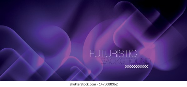 Neon glowing techno lines, hi-tech futuristic abstract background template, vector