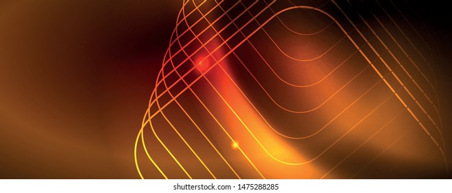 Líneas tecno brillantes neón, plantilla de fondo abstracto de alta tecnología futurista